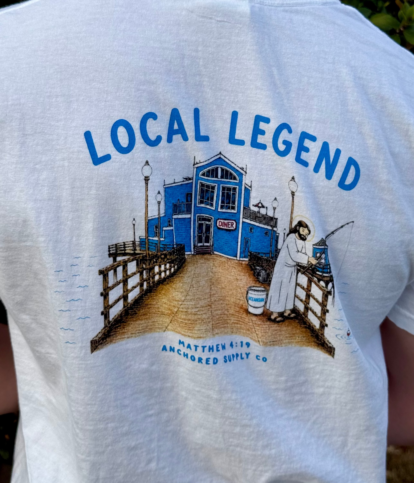 Local Legend Oceanside Jesus Tee White